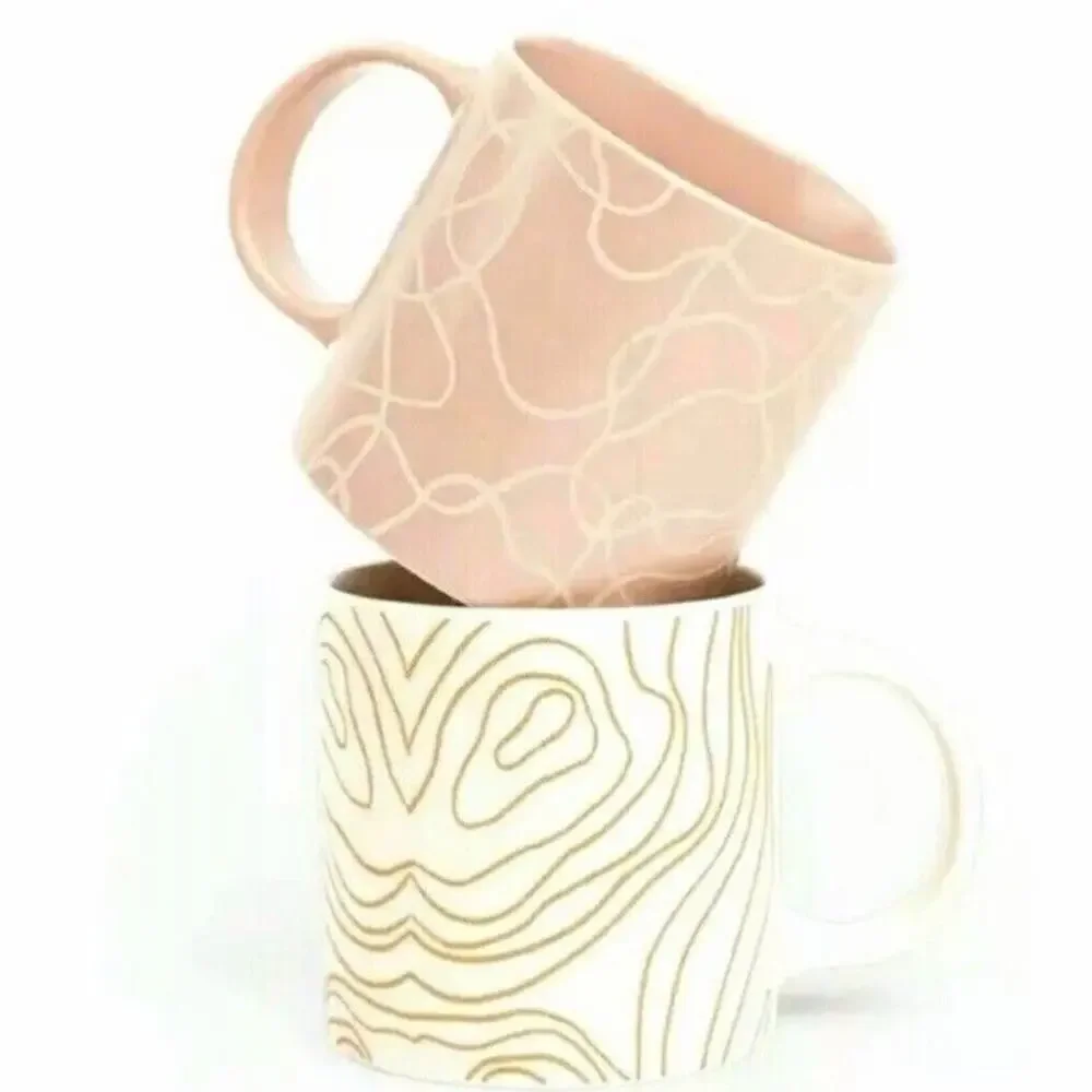 Whitney Kerney Causebox Set of 2 Abstract Coffee Tea Mugs Cups